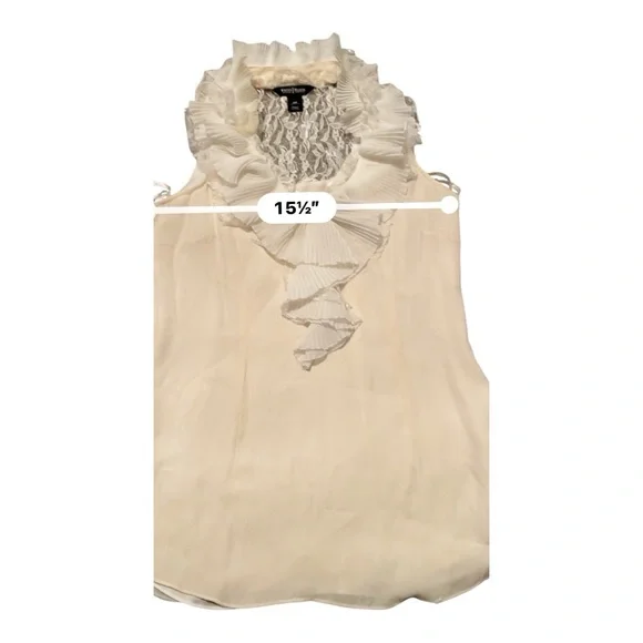 White House Black Market Cream Ruffle Blouse - Picture 3 of 5